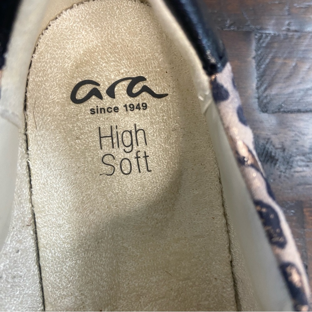 Ara Charles Puder Leopard Print Sneakers Metallic Gold Black Women’s UK 4/US 6 - Picture 6 of 11